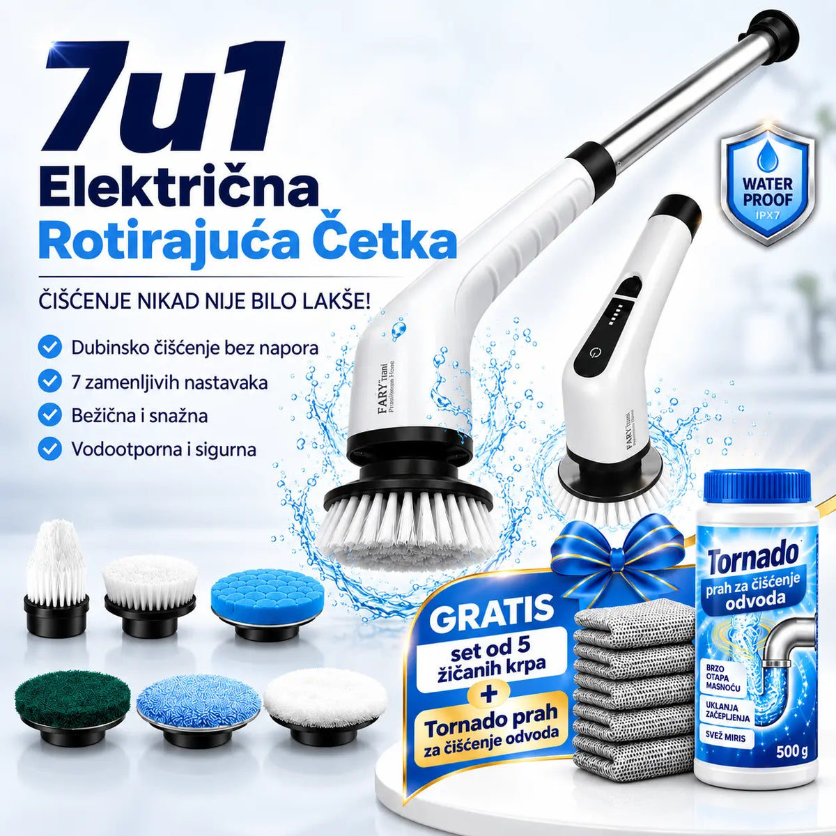 Električna Rotirajuća Četka za Čišćenje 7u1 + 2 poklona